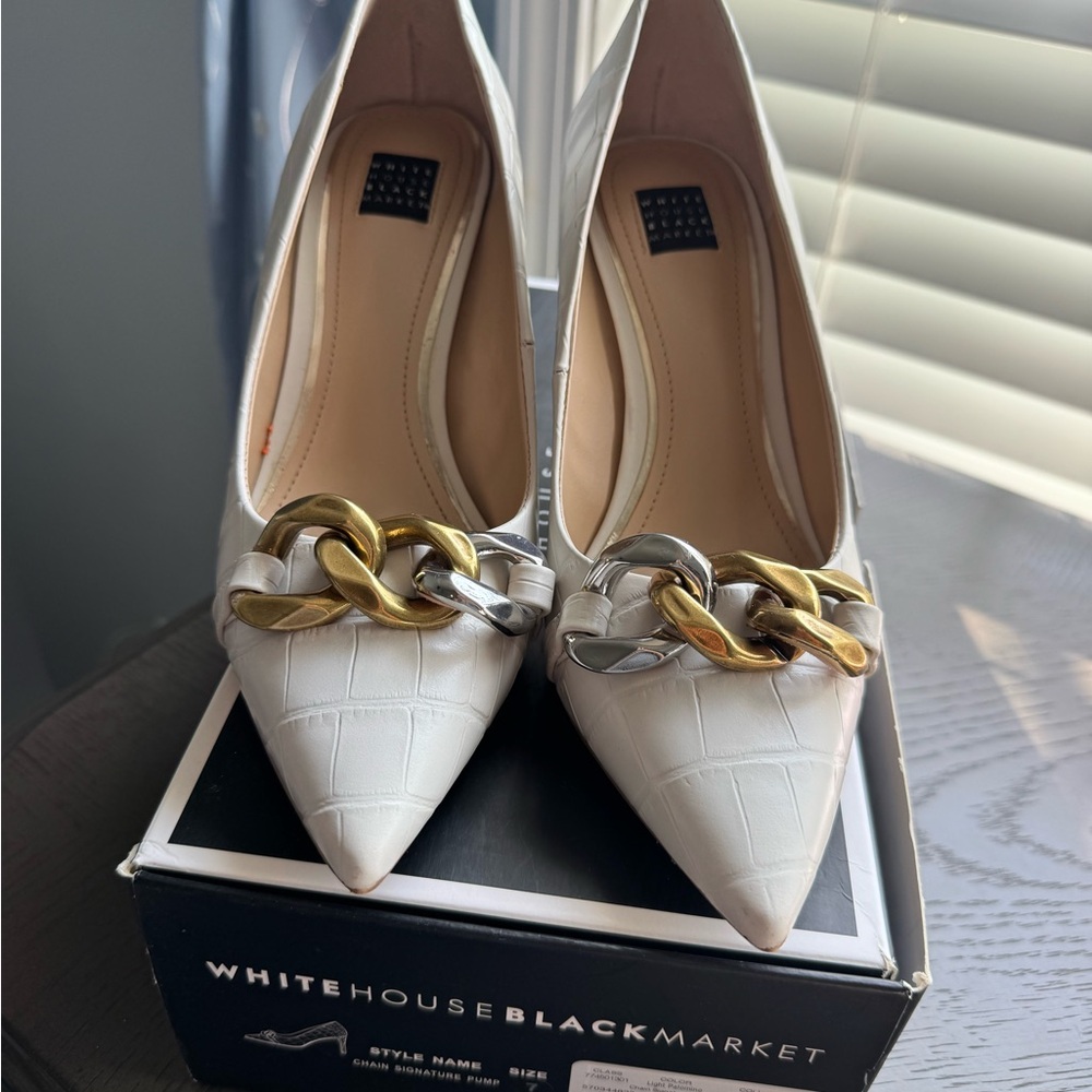 White House Black Market Chain Detail Heels